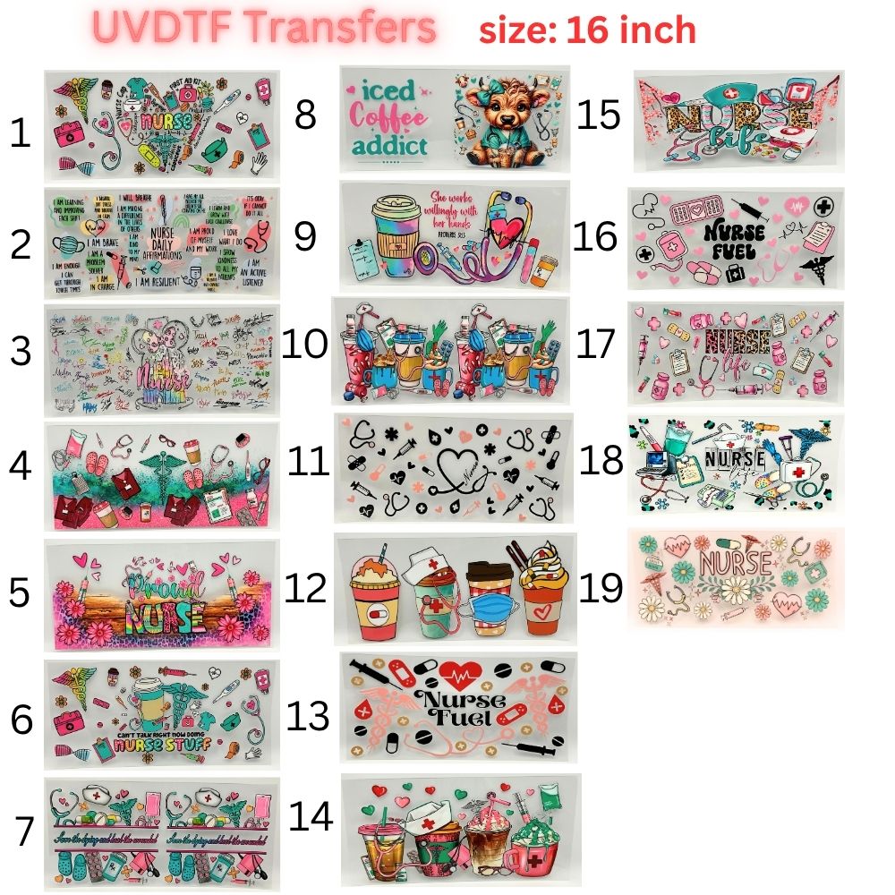 Nurse UVDTF Cup Wrap | 16oz Glass Can Transfer | Nurse Life Tumbler Decal | Healthcare Gift | RN CNA Medical Wrap