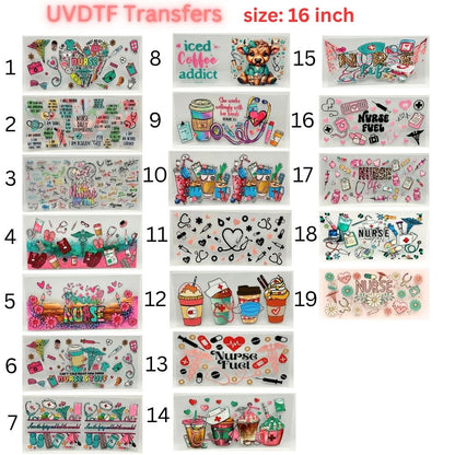 Nurse UVDTF Cup Wrap | 16oz Glass Can Transfer | Nurse Life Tumbler Decal | Healthcare Gift | RN CNA Medical Wrap