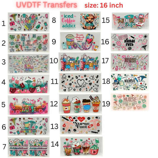 Nurse UVDTF Cup Wrap | 16oz Glass Can Transfer | Nurse Life Tumbler Decal | Healthcare Gift | RN CNA Medical Wrap