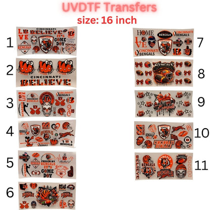 Orange & Black Football Fan UV DTF Transfer – 16 Inch