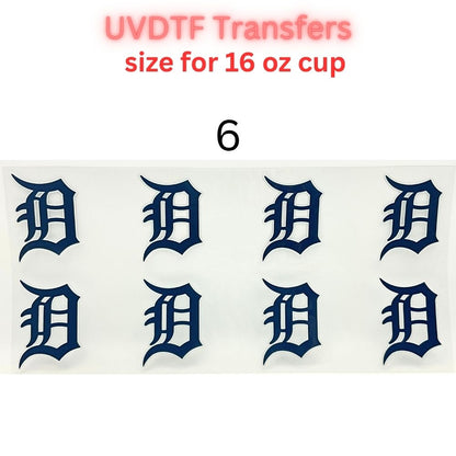 Blue & Orange Baseball-Inspired UV DTF Cup Wrap | 16 oz Tumbler Decal | Big Cat Sports Fan Transfer | Waterproof Drinkware Sticker