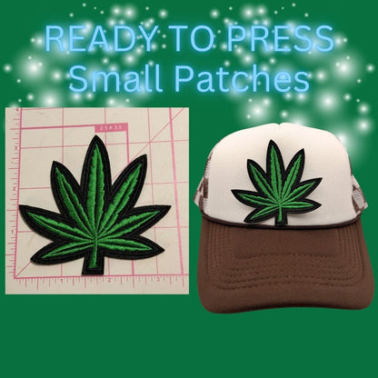 🌿 READY TO PRESS – Leaf Embroidered Patches (Small) 🌿