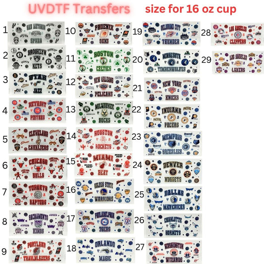 Pro Basketball City Team Inspired Wraps | UVDTF 16oz Glass Can Transfer | Pro Hoops Fan Cup Decals | Game Day Tumbler Wrap