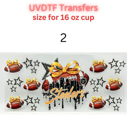 Sports Fan Inspired UV DTF Cup Wrap for 16 oz Glass Can | Football Fan Transfer Decal | Waterproof Permanent Cup Sticker | Multiple Styles