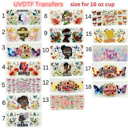 Mother UVDTF Cup Wrap | Mama Floral Tumbler Decal | Mom Gift Transfer | 16oz Glass Cup Wrap | Butterfly Flower Design