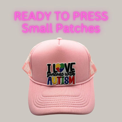 Ready to Press Autism Awareness Patches – Small Puzzle & Inspirational Heat Press Patches for Hats, Shirts & Accessories