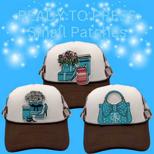 READY TO PRESS Embroidered Accessories Patches – Small Size ✨ Chic Hat & Boutique Patch Collection