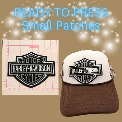 Ready to Press Small Motorcycle Logo Patches for Trucker Hats – Assorted Wing & Shield Designs