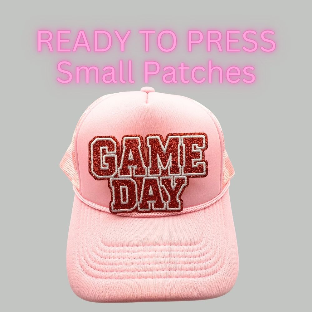 Ready to Press “Game Day” Glitter Patches – Sparkly Heat Press Patches for Hats, Tees & DIY Apparel (Multiple Colors)