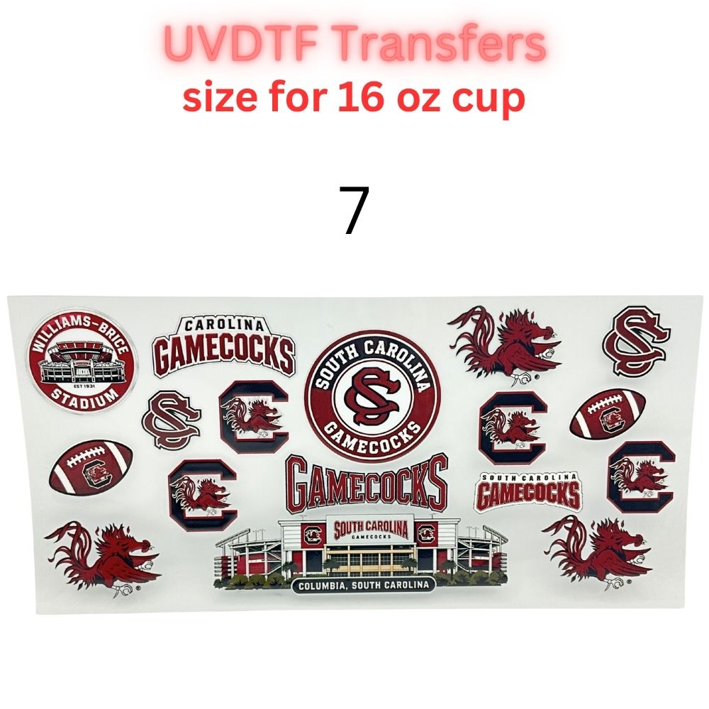 Garnet & Black Football-Themed UV DTF Cup Wrap Decals | 16 oz Cup Transfers | Mascot-Inspired Sports Designs | Waterproof Tumbler Stickers