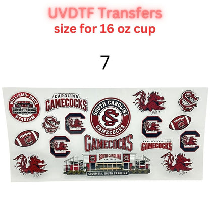 Garnet & Black Football-Themed UV DTF Cup Wrap Decals | 16 oz Cup Transfers | Mascot-Inspired Sports Designs | Waterproof Tumbler Stickers