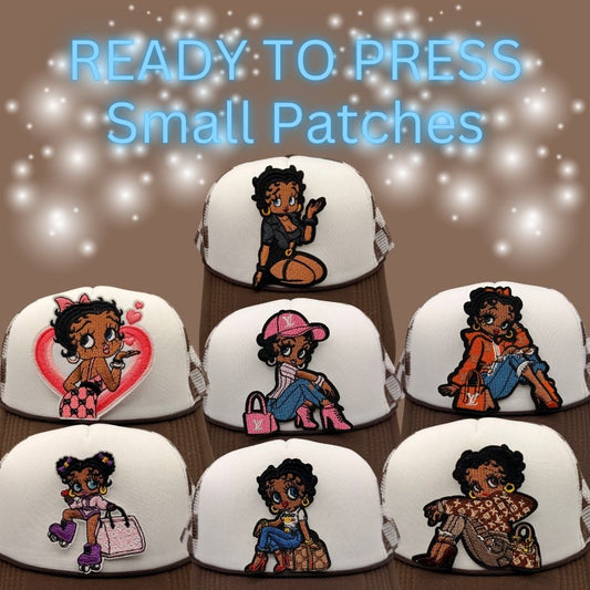 READY TO PRESS Fashion Girl Embroidered Patches – Small Size