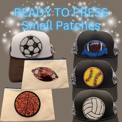 🏈⚾🏀🏐 READY TO PRESS – Sequin Sports Ball Patches (Small) ✨
