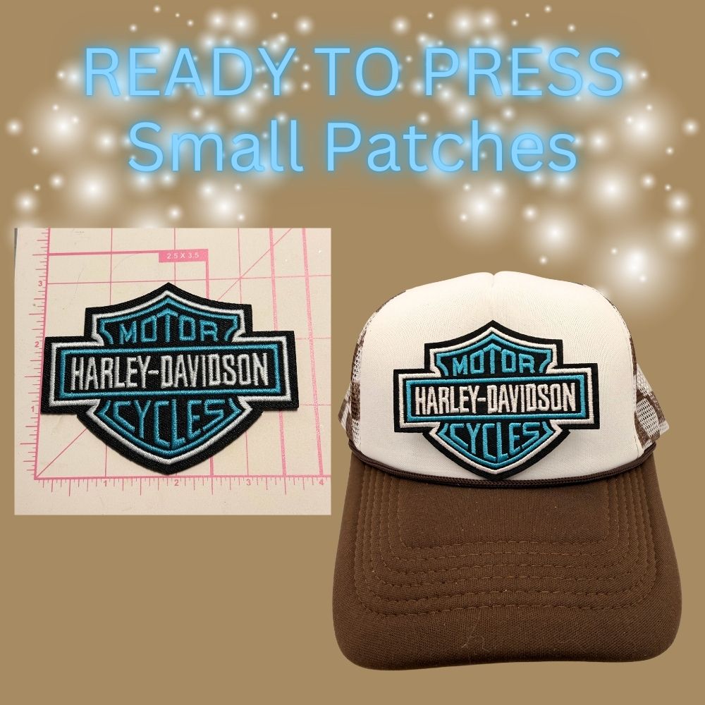 Ready to Press Small Motorcycle Logo Patches for Trucker Hats – Assorted Wing & Shield Designs