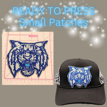 🐾💙 Ready-to-Press Small Mascot & Script Patches – Wildcat Collection