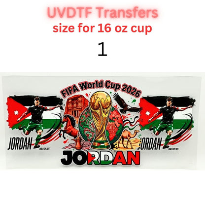 Soccer Tournament Cup Wraps 2026 | UVDTF 16oz Glass Can Wrap | Country-Inspired Football Designs | World Sports Fan Decals