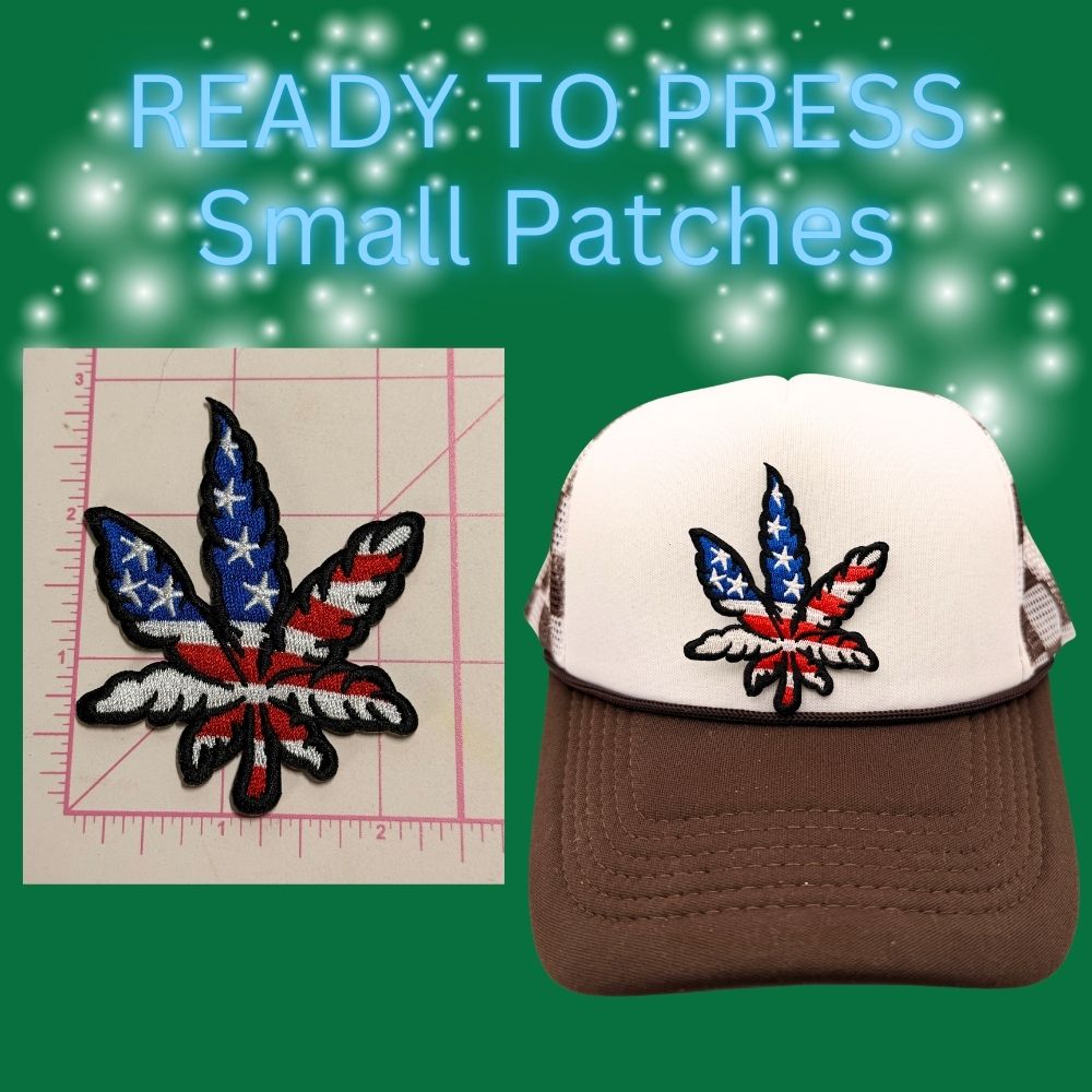 🌿 READY TO PRESS – Leaf Embroidered Patches (Small) 🌿