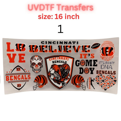Orange & Black Football Fan UV DTF Transfer – 16 Inch