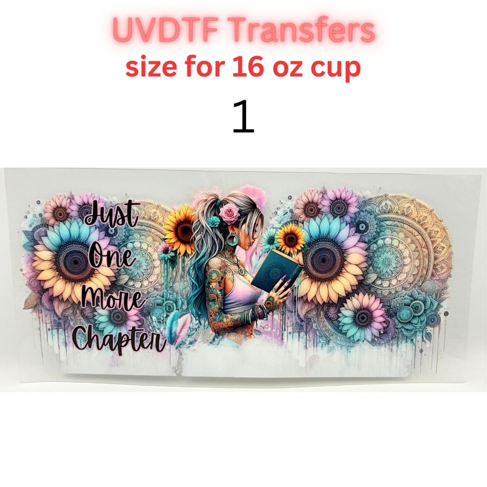 Boho Floral UV DTF Cup Wrap for 16oz Glass Can | Western Cowgirl, Book Lover & Sunflower Tumbler Decal | Aesthetic Drinkware Transfer