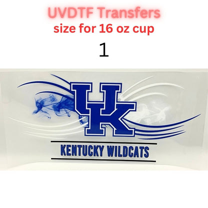 College Style Football UV DTF Wrap for 16oz Glass Can | Blue Yellow Purple Red Sports Fan Cup Wrap | Game Day Tumbler Decal