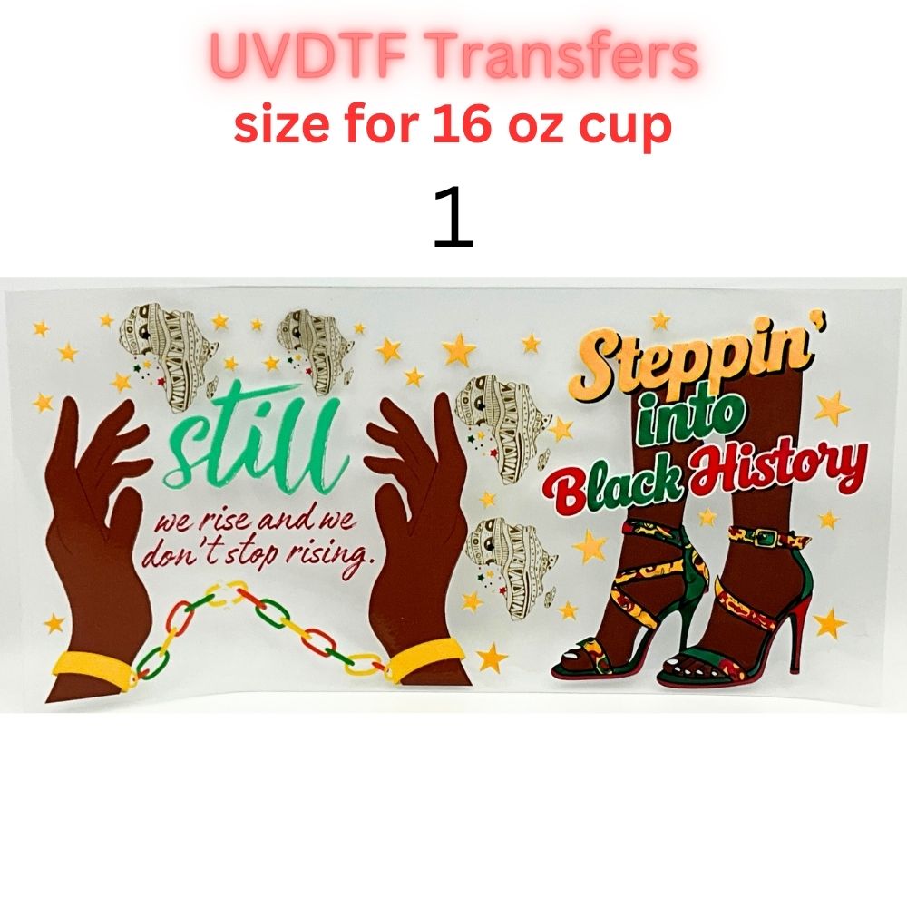 Cultural Heritage UVDTF Cup Wrap | Empowerment Glass Cup Decal | Afro-Inspired Tumbler Wrap | 16oz Libbey Transfer