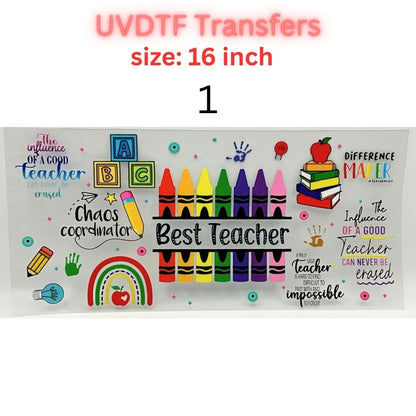 Teacher UVDTF Cup Wrap | 16oz Libbey Glass Transfer | Best Teacher Gift | School Tumbler Decal | Teacher Life Wrap