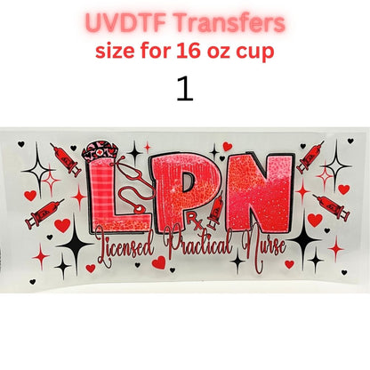 Nurse UV DTF Cup Wrap for 16oz Glass Can | Medical CNA LPN Healthcare Tumbler Transfer | Cute Nurse Life Drinkware Decal