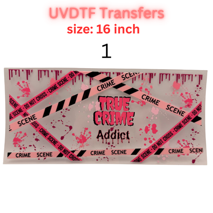 True Crime Inspired UVDTF Transfers | 16 Inch Wraps | Crime Scene Aesthetic Designs | Cup Wrap Bundle