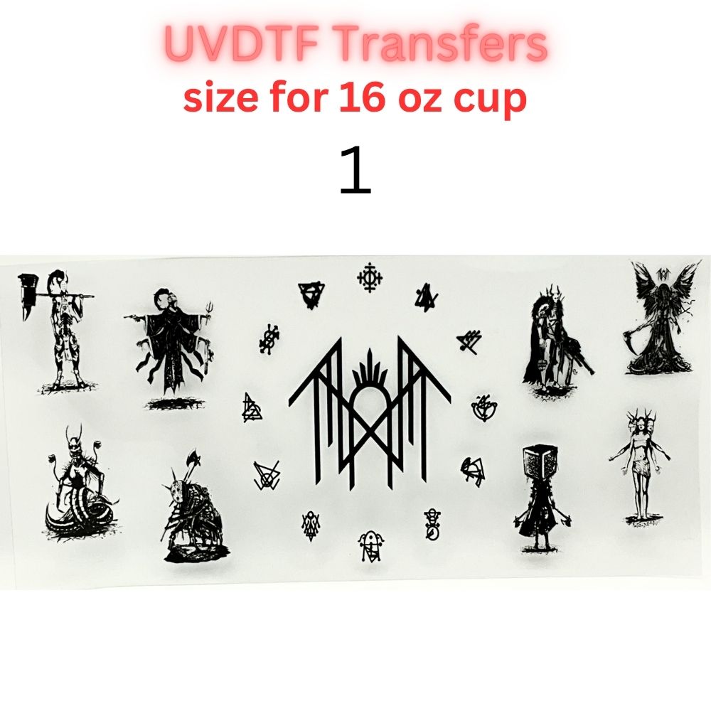 Gothic UVDTF Cup Wrap | Dark Fantasy Glass Cup Decal | Alternative Aesthetic Tumbler Wrap | 16oz Libbey Transfer