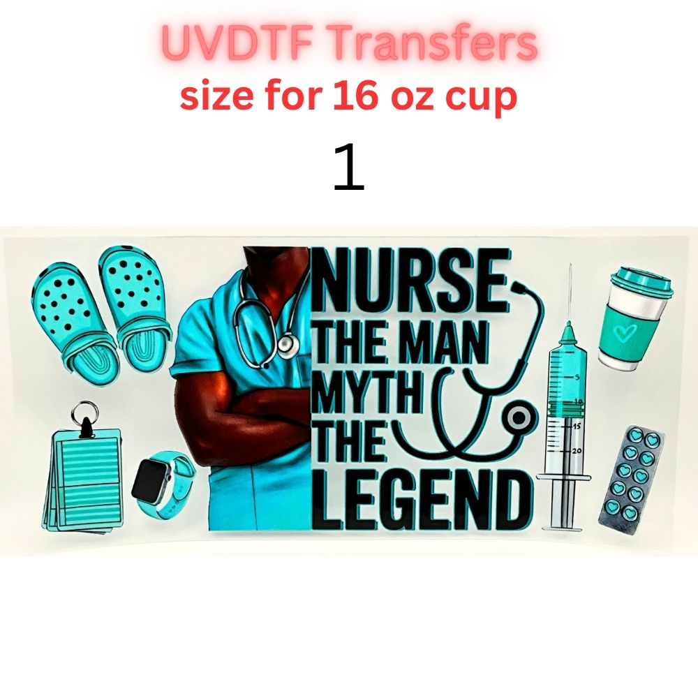 Nurse UVDTF Cup Wrap | Medical Tumbler Decal | Healthcare Scrubs Design | 16oz Glass Cup Transfer | Nurse Life Gift