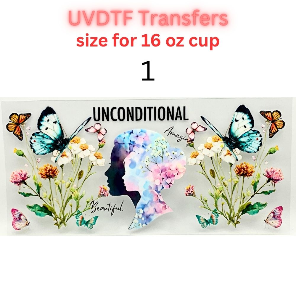 Mother UVDTF Cup Wrap | Mama Floral Tumbler Decal | Mom Gift Transfer | 16oz Glass Cup Wrap | Butterfly Flower Design