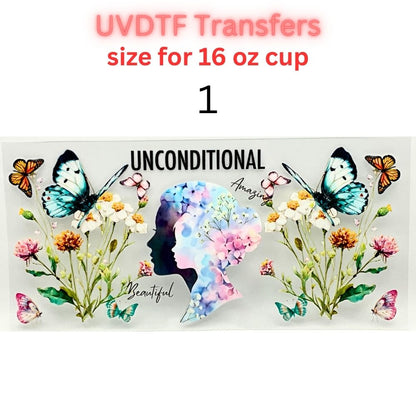Mother UVDTF Cup Wrap | Mama Floral Tumbler Decal | Mom Gift Transfer | 16oz Glass Cup Wrap | Butterfly Flower Design