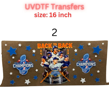Baseball Game Day UV DTF Transfer Sheet – 16 Inch | Blue & White Sports Inspired Wraps