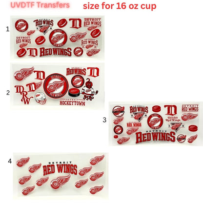Hockey-Themed UV DTF Cup Wrap | 16 oz Glass Can Transfer | Red Hockey Decal | Sports Fan UV DTF Wrap | Waterproof Cup Sticker