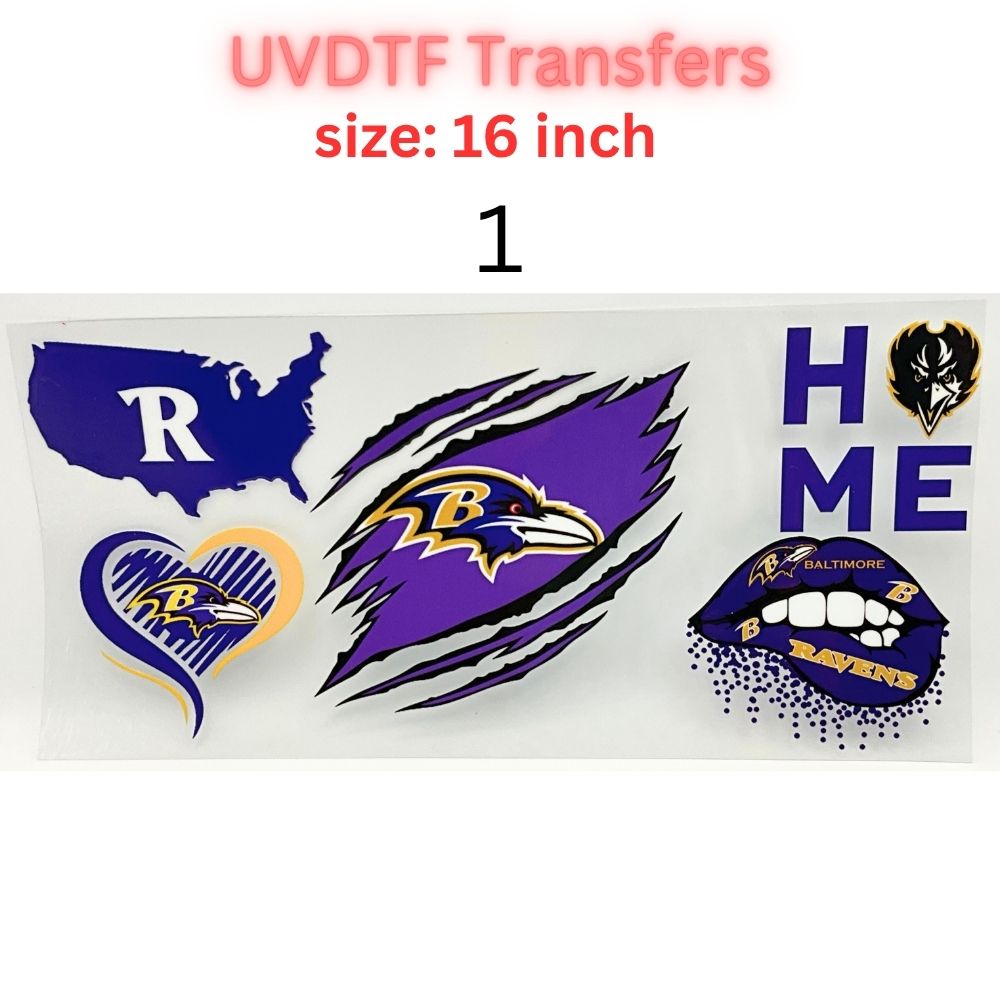Football Team Color UVDTF Cup Wrap | 16oz Libbey Glass Transfer | Game Day Tumbler Decal | Purple Gold Black Blue Sports Wrap