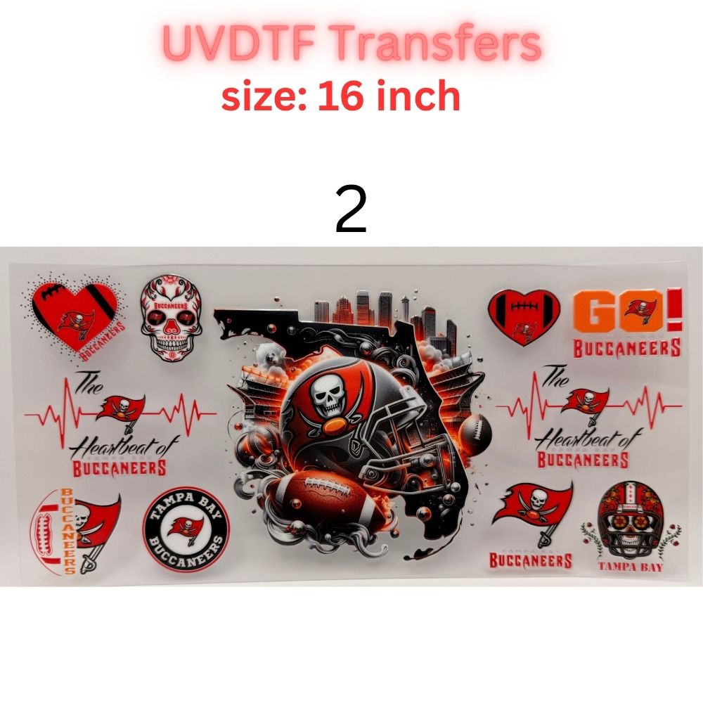 Football Team Inspired UVDTF Cup Wrap | 16oz Libbey Glass Transfer | Sports Fan Tumbler Wrap | Game Day Cup Decal | Football Lover Gift