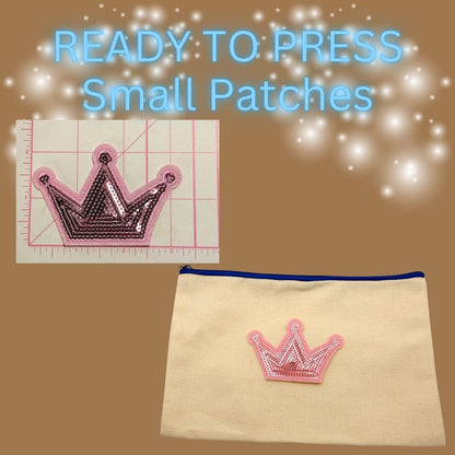 READY TO PRESS Sequin Crown Patches – Small Size