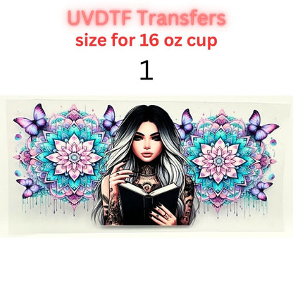 Trendy UVDTF Tumbler Wraps | Cowgirl, Book Lover, Patriotic & Dad Designs | 16oz Glass Cup Transfer | Cute & Western Aesthetic