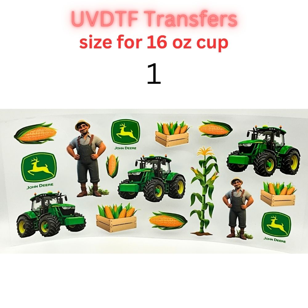 Farm Tractor UV DTF Wrap for 16oz Glass Can | Agriculture Corn Harvest Cup Wrap | Country Farming Tumbler Decal