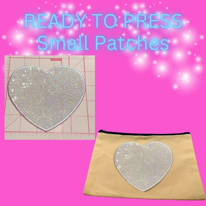 READY TO PRESS Sequin Heart Patch – Small
