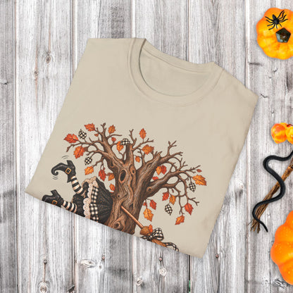 Fall Witch T-Shirt — 'Well, Shit' Halloween Tree Design