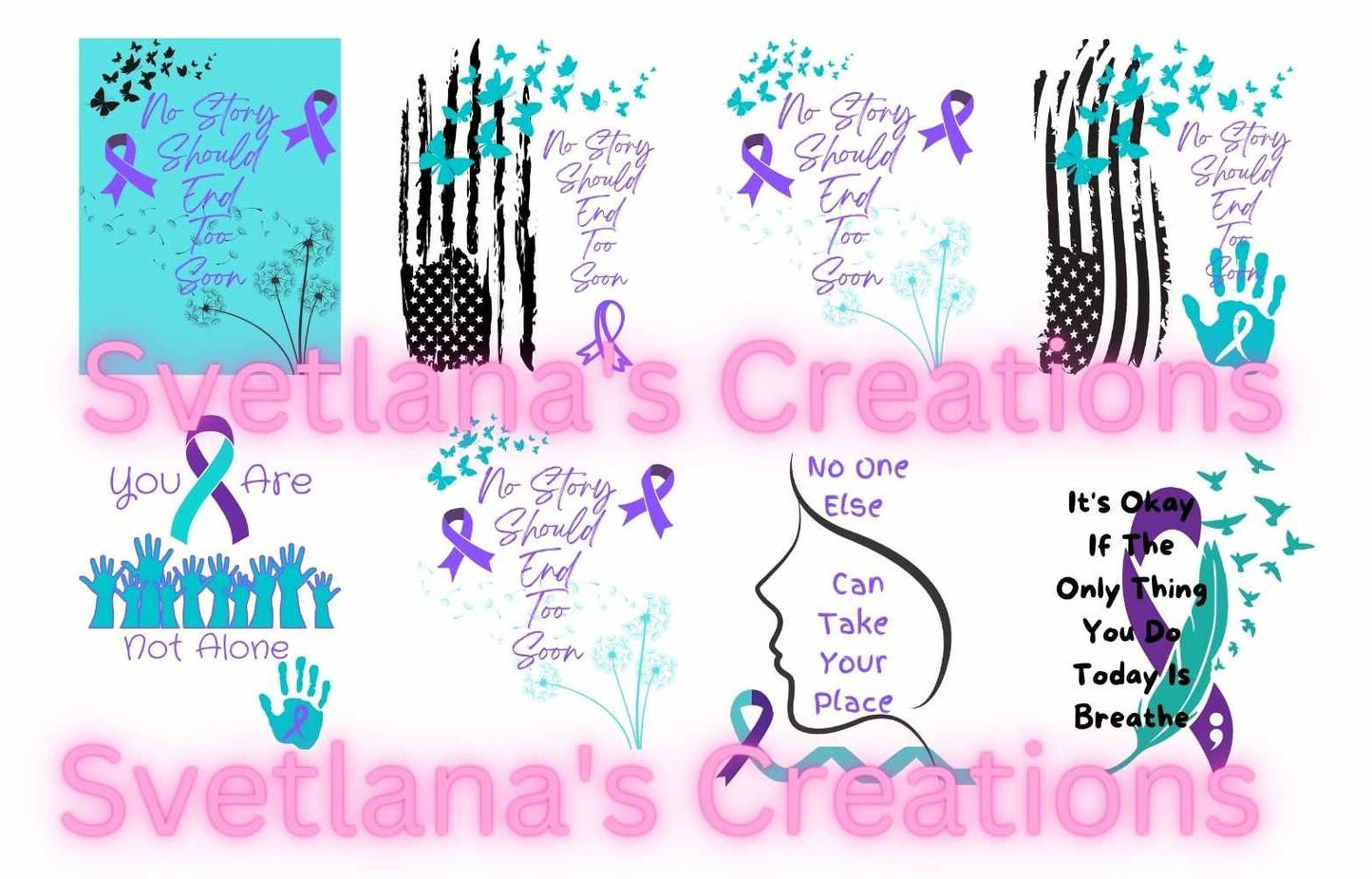 💜 Suicide Prevention Awareness PNG Files – Digital Downloads