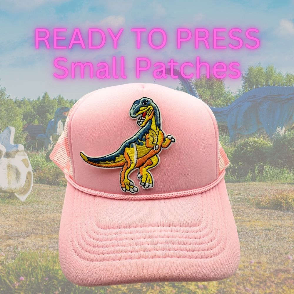 Ready to Press Dinosaur Patches – Cute Embroidered Heat Press Patches for Hats, Kids Shirts & DIY Apparel