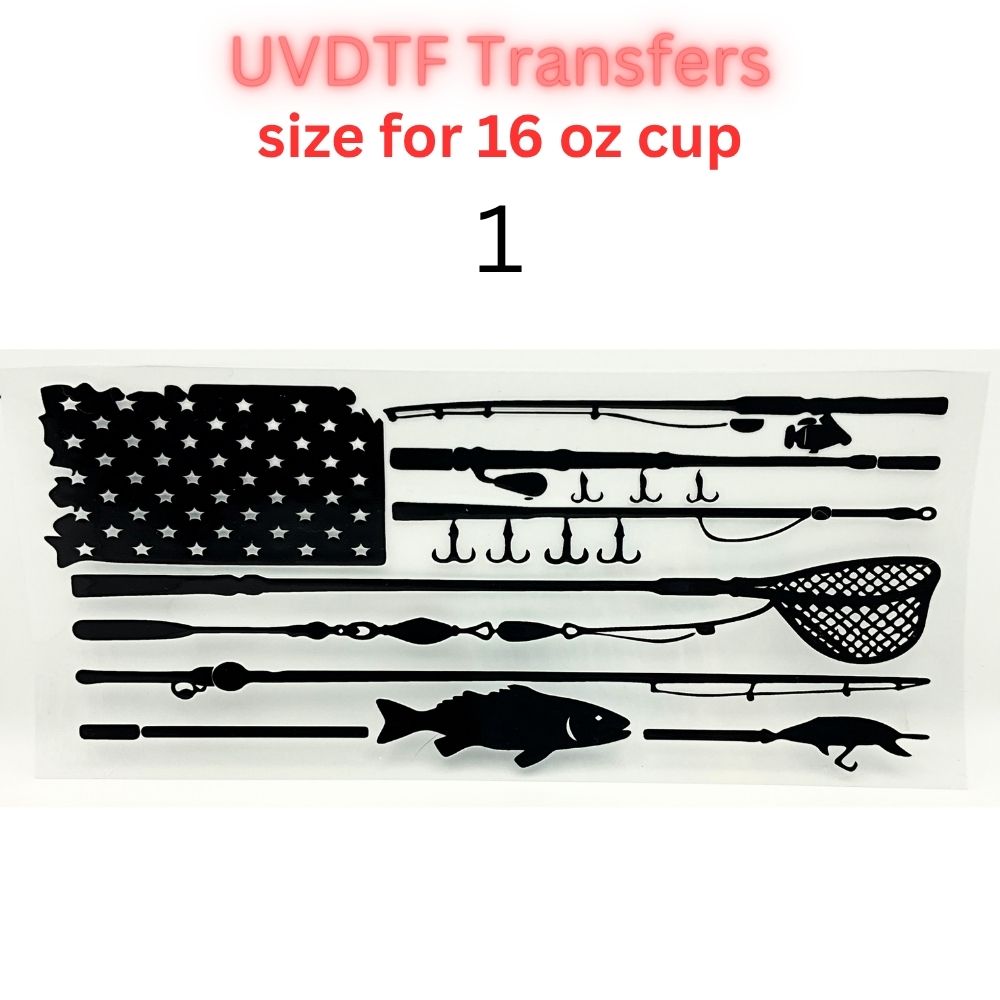 Patriotic & Blue Collar UV DTF Cup Wraps | 16oz Tumbler Transfers | Fishing, Firefighter, Military, Dad Life, Americana Designs