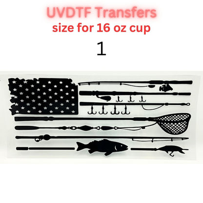 Patriotic & Blue Collar UV DTF Cup Wraps | 16oz Tumbler Transfers | Fishing, Firefighter, Military, Dad Life, Americana Designs