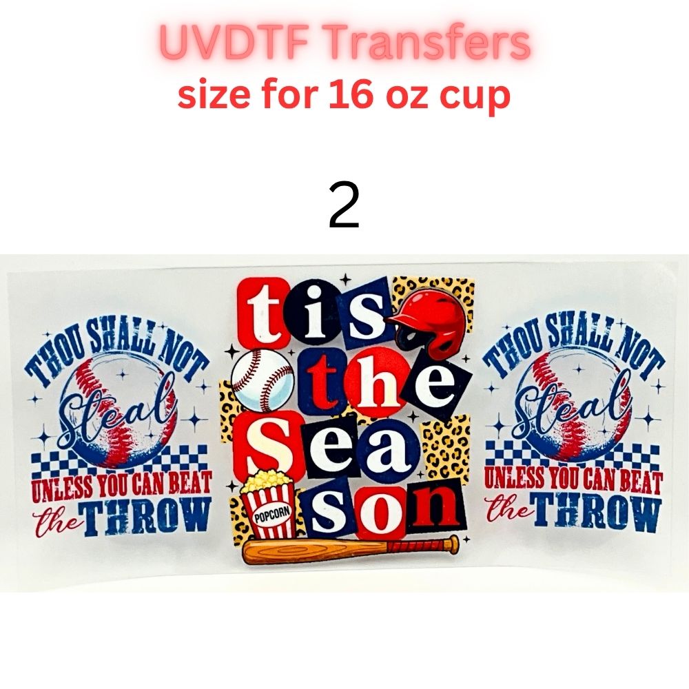 Baseball UVDTF Cup Wrap | Sports Glass Cup Decal | Game Day Tumbler Wrap | 16oz Libbey Glass Transfer