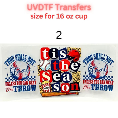 Baseball UVDTF Cup Wrap | Sports Glass Cup Decal | Game Day Tumbler Wrap | 16oz Libbey Glass Transfer
