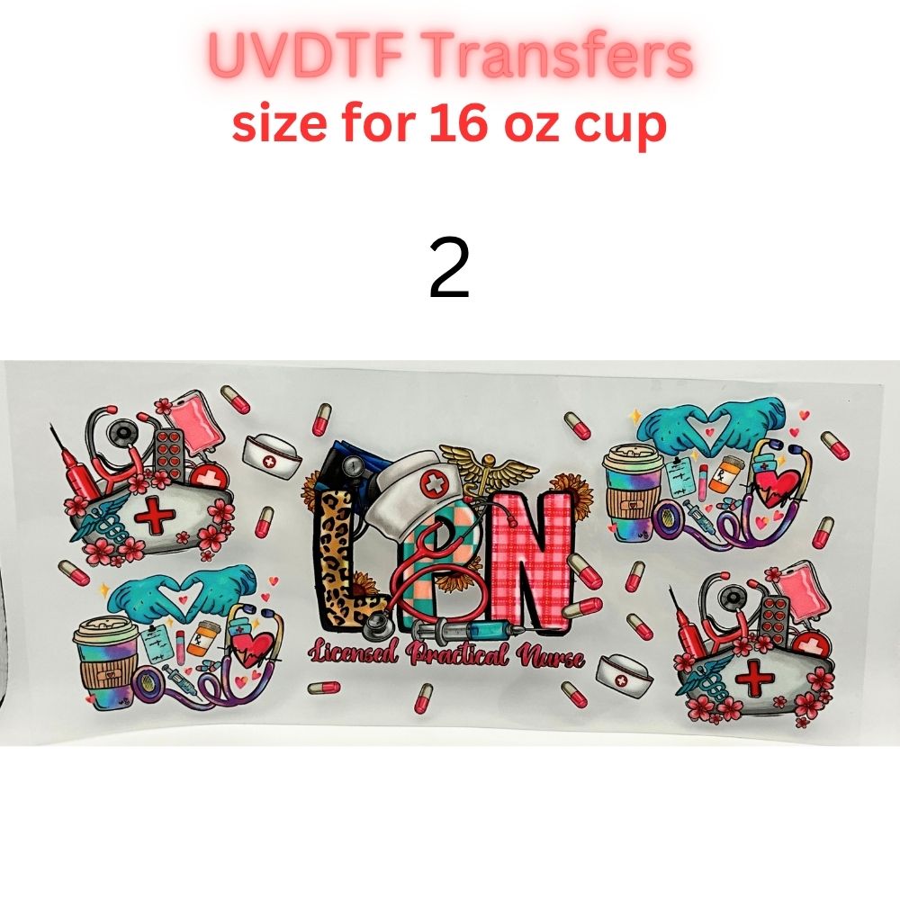 Nurse UV DTF Cup Wrap for 16oz Glass Can | Medical CNA LPN Healthcare Tumbler Transfer | Cute Nurse Life Drinkware Decal