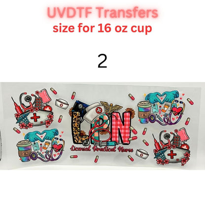 Nurse UV DTF Cup Wrap for 16oz Glass Can | Medical CNA LPN Healthcare Tumbler Transfer | Cute Nurse Life Drinkware Decal