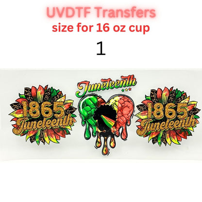 Cultural & Lifestyle UV DTF Cup Wraps | 16oz Tumbler Transfers | Juneteenth, Island Vibes, Teacher Life, Melanin Pride Designs